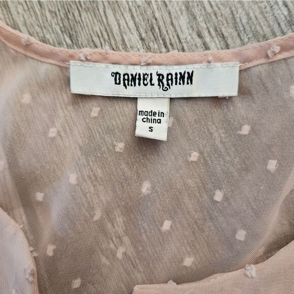 Daniel Rainn Light Pink Sheer Clip Dot Short Sleeve Blouse Size S - Picture 5 of 7